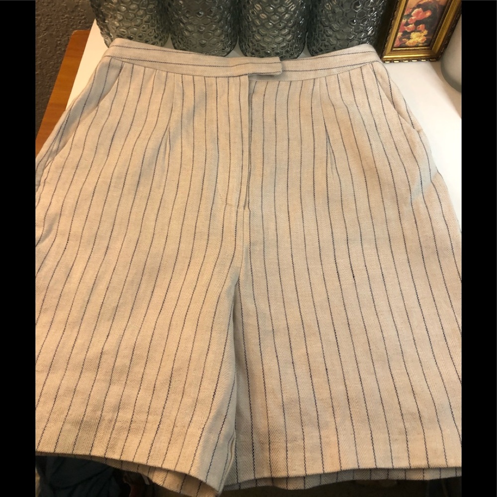 L’acadamie linen pinstriped Bermuda shorts